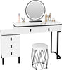 Dressing Table with LED Lights Mirror Stool 5 Drawers Vanity Makeup Desk Set
