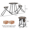 3-Piece Round Table and Stool Set Modern Dining Bar Table with 2 Foldable Stools