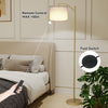 Gold Floor Lamp Free Standing Light with Bulb Linen Shade Remote Control Bedroom