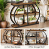 104cm Console Table, Industrial 3-Tier Entryway Table with Arched Metal Frame