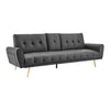 Sofa Bed 3 Seater Faux Leather Click Clack Couch Cup Holders Grey Cream Black