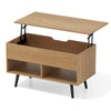Lift Top Coffee Table Center Table with Open Storage Shelves-Natural