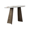 Console Table Ceramic Glass Top Marble Effect Brown Metal Frame Entryway Hallway