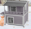 Wooden Outdoor Cat House 2 Tier with Balcony Waterproof Roof Large Shelter