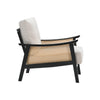 Wooden Frame Armchair Upholstered Fabric Single Sofa Mid-Century Rattan Chair UK