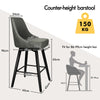ALFORDSON 2x Bar Stools Swivel Padded Metal Leg Dining Chair Kitchen DARK GREY