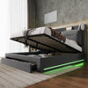 Ottoman Storage Gas Lift Bed Frame Upholstered Bed with LED 5 ft King Size Bed