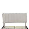 Upholstered Storage Double Bed Frame with Adjustable Headboard 135x190cm, Beige