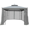 3 x 3(m) Garden Gazebo Double Top Gazebo Canopy w/ Mesh Grey