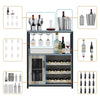 36" Tall Bar Rack Cabinet,Adjustable Shelves&Glass Cup Holder,for Kitchen