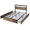 4ft6 Double Bed Frame Metal Bed Platform LED Lights Headboard & 4 Storage Ltuzjo