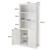 Wooden Tall Bookcase 3-Tier Shelving Storage Cabinet 2 Doors Display Organizer