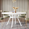 Dining Table Round Wood Top Metal Base Farmhouse Industrial Kitchen Dining Room