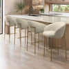 Set of 4 Cream Upholstered Kitchen Stools with Brass Legs and B BUN/COA007/93867
