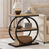 Narrow End Table with 3 shelves Industrial Wood Side Table with Metal Frame
