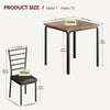 3-Piece Dining Table Set for 2 - Small Space Kitchen Table & Chairs Metal Frame
