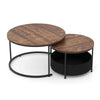 Round Coffee Table Set of 2 80 & 60 CM Circle Cocktail Table-Coffee