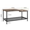 2-Tier Coffee Table End Table Living Room Center Table with Mesh Storage Shelf