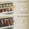 Slim Shoe Storage Cabinet with 4 Flip Drawers and Adjustable Divider White