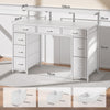 120 cm Computer Desk with Drawers, Gaming Table with LED Lights & Power Outlets