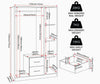 White 3 Door Mirrored Wardrobe with 2 Drawers Hanging Rail Shelf Storage
