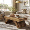47.24-Inch Modern Rectangle Wooden Coffee Table with Arched Base for Living Room