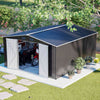 12x14FT Galvanized Metal Garden Shed Lockable Door Tool Storage shed, Anthracite