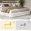 6FT Bouclé Super King Bed with Hydraulic Storage, USB Charging & Reading Lights