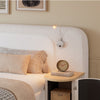 4ft6 Double Upholstered Bed With Wide Headboard & Bedside Tables, Velvet, Beige