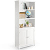 Wooden Tall Bookcase 3-Tier Shelving Storage Cabinet 2 Doors Display Organizer