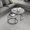 Set 2 Nesting Coffee Tables Round Side Tables with Metal Frame Solid Marble Top