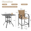 5 Pieces Patio Rattan Bistro Set Outdoor Bar Stool Set W/ 4 Chairs &1 Bar Table