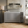 Radiator Cover White Modern Vertical Slat Shelves MDF Storage Cabinet Medium