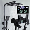 Exposed Shower Taps Mixer Valve Black Bathroom Square Twin Head Bar Shower Set