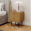 Bedside Table, Modern Nightstand with 2 Drawers Rounded Edges, Oak