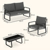 4 Piece Garden Furniture Set, Outdoor Sofa Set with Loveseat, Armchairs, Table