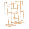 Bamboo Wooden Clothes Rail Rack Garment Hanging Shelf Stand Corner Open Wardrobe