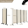 4 Panel Room Divider Folding Privacy Dividers Room Partition on Wheels-White