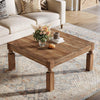 Square Wood Coffee Table, 39-Inch Farmhouse Accent Center Table for Living Room