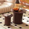 40CM/60CM Coffee Table Round Wood Side Table Sets With Hidden Storage Walnut