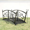 1.2M Metal Garden Bridge with Safety Railings, Outdoor Pond Bridge