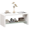 High Gloss Coffee Table with Glass Shelf, Two-Tier Living Room Table, White