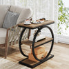Narrow End Table with 3 shelves Industrial Wood Side Table with Metal Frame