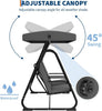 2-Person Garden Swing Seat Outdoor Porch Swing Chair w/ Adjustable Canopy Cover