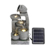 Solar Powered 5 Tier Water Feature Outdoor Polyresin Garden Fountain LED Lights
