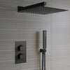Concealed Thermostatic Shower Mixer Square Chrome Bathroom Twin Head Valve Set