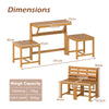 Acacia Wood Outdoor Dining Table with 2 Built-in Chairs