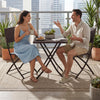 3 Piece Rattan Bistro Dining Set Outdoor Garden Balcony Folding Table Chair