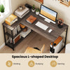 Home Office Computer Desk with Reversible Adjustable Storage Shelves