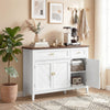 Sideboard with Thick Top, Cabinet, 2 Drawers and Adjustable Shelves, White